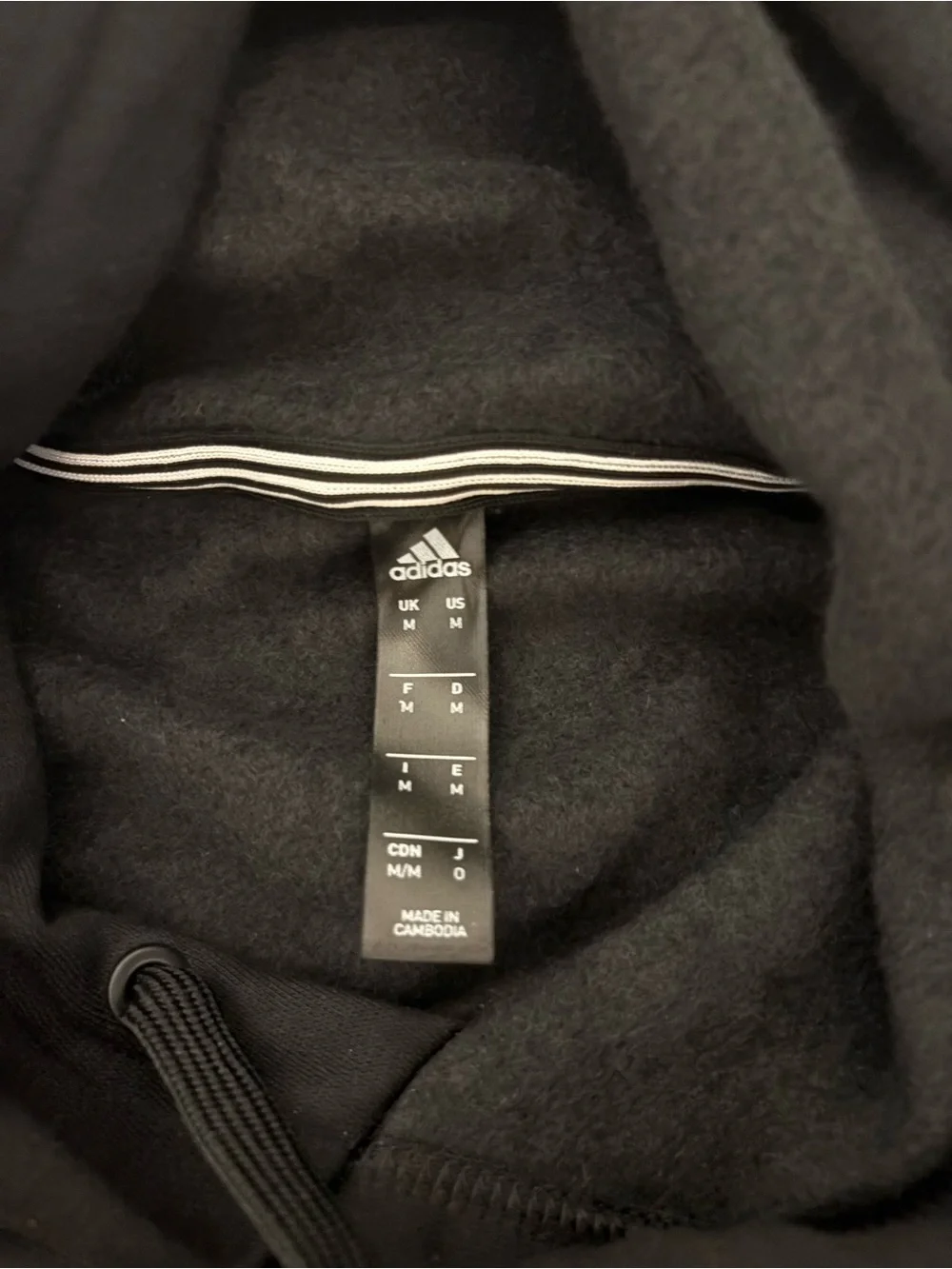 adidas Black Hoodie with White Sleeve Script